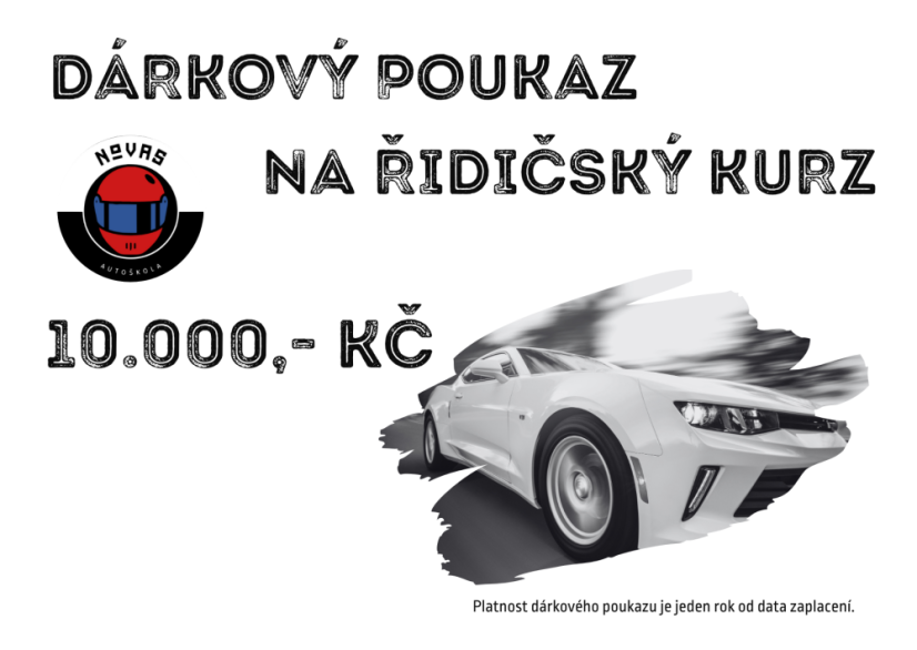 Dárkový poukaz na řidičský kurz v hodnotě 10.000,- Kč