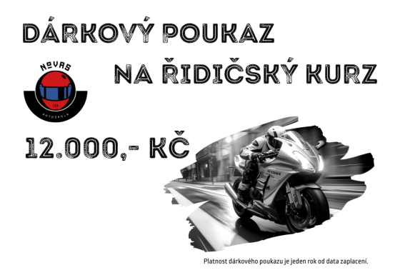Dárkový poukaz na řidičský kurz v hodnotě 12.000,- Kč