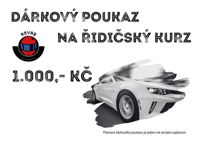 Dárkový poukaz na řidičský kurz v hodnotě 1.000,- Kč